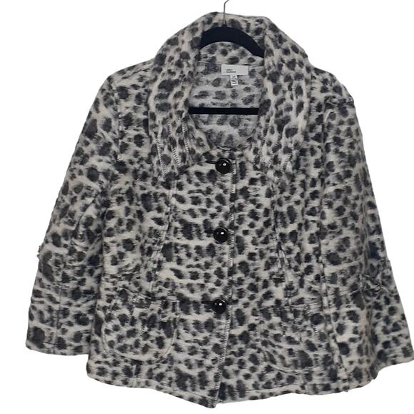 Linea Domani Wool Blend Jacket Size 14 Gray & Black 3 Button Pockets - Picture 1 of 9